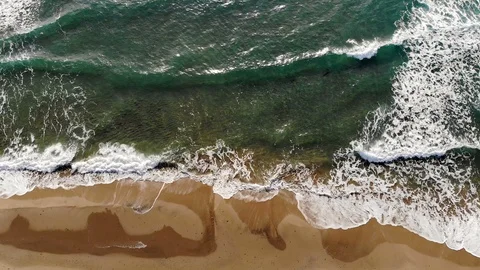 Splashing waves motion,aerial view over deep blue sea water surface,science 4k Stock Footage 125852501