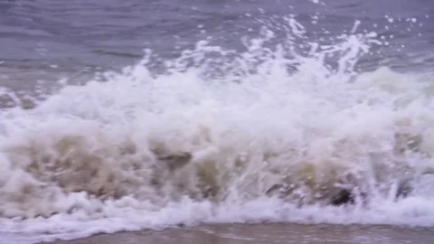 Splashing waves in ocean in slow motion Stock Footage 71564292