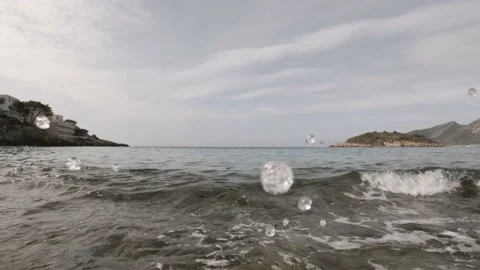Splashing Waves Slow Motion POV 4k - Swimming, Travel, Fun, Underwater Stock Footage 134457936