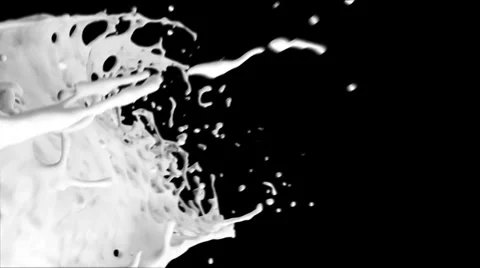 Splashing white paint in slow motion, isolated on black (FULL HD) Stock Footage 36572368