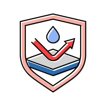 Splashproof product label caution color icon vector illustration Illustrazione stock