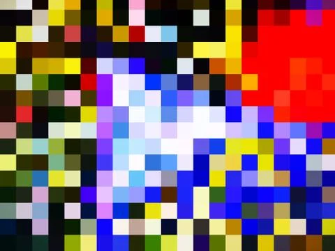 A splashy multi-colored geometric pattern of tiles or squares Stock Illustration