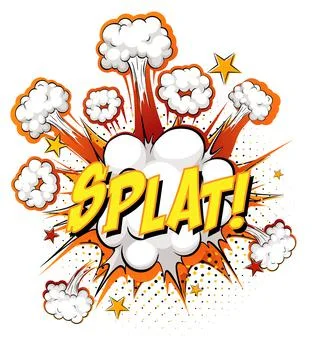SPLAT text on comic cloud explosion isolated on white background Stock Illustration