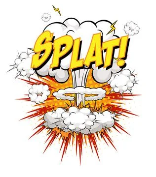 SPLAT text on comic cloud explosion isolated on white background Stock Illustration