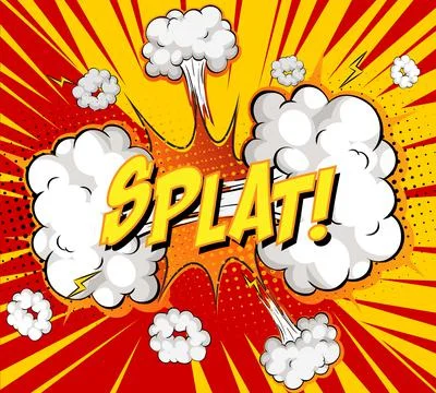 SPLAT text on comic cloud explosion on rays background イラスト素材