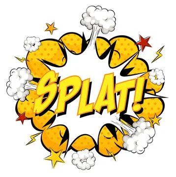 SPLAT text on comic cloud explosion isolated on white background Stock Illustration