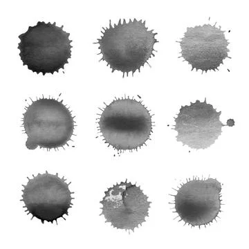 Splats splashes and blobs of black ink. Stock Illustration