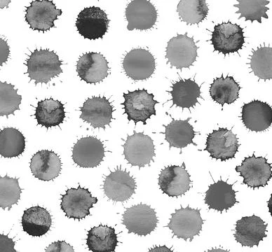 Splats splashes and blobs of black ink. Stock Illustration