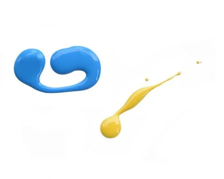 Splats splashes, blobs of brightly colored paint in different shapes drips .. Stock Photos