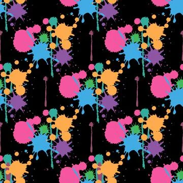 Splatter paint background Abstract vector Seamless pattern Stock Illustration
