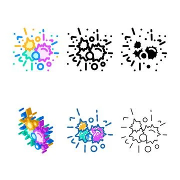 Splatter paintball game variations color icon vector Stock Illustration