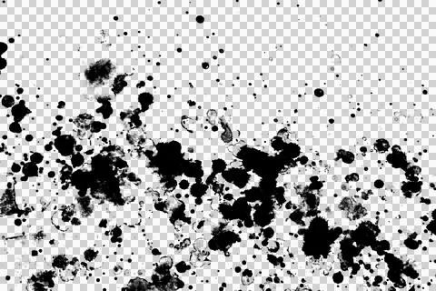 Splatter splash paint ink spots transparent overlay background Stock Illustration