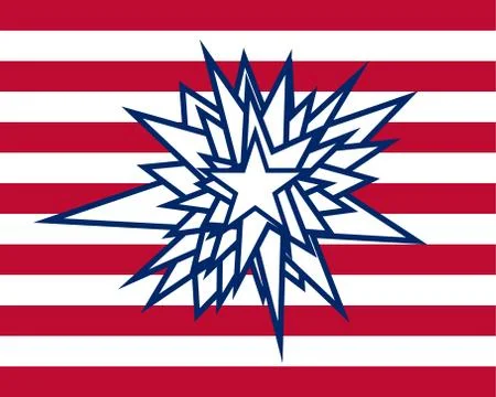 Splatter star with red white stripes Stock Illustration