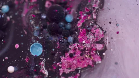 Splatter texture paint drop bubble oil glitter art Stock Footage 326586927