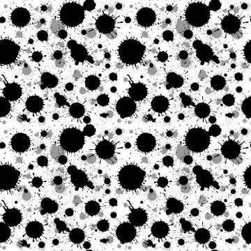 Splattered ink blot grunge vector seamless texture Stock Illustration