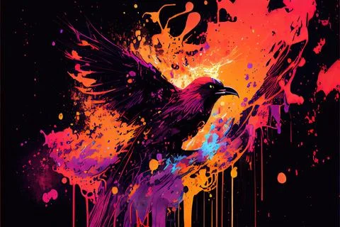 Splattered Paint Bird Phoenix Stock Illustration
