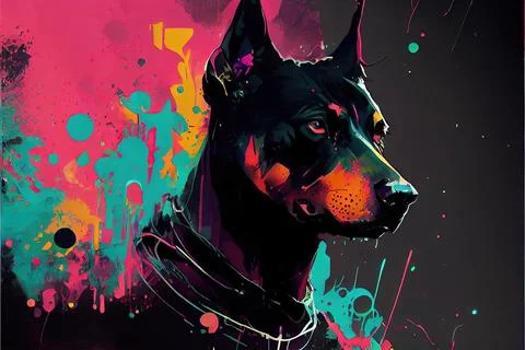 Splattered Paint Doberman Stock Illustration