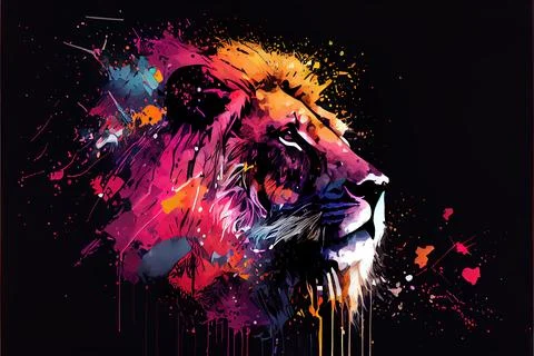Splattered Paint Lion Stock Illustration