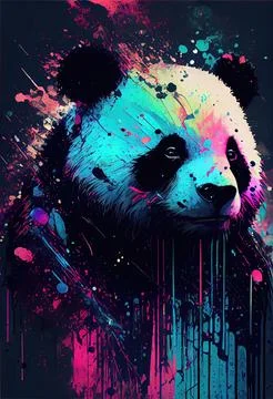 Splattered Paint Panda Stock Illustration