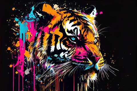 Splattered Paint Tiger Stock Illustration