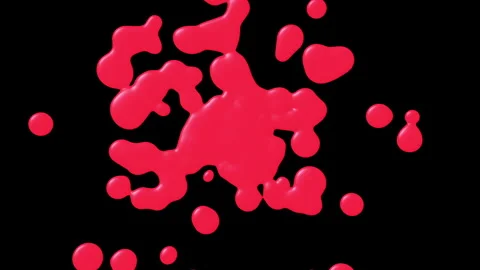 Splattering Red Paint Blobs Pouring Towards Camera on Black Background. Stock Footage 333547700