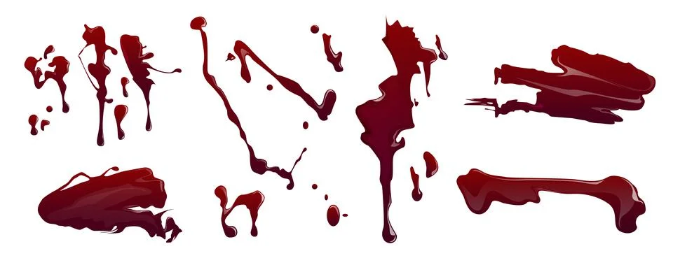 Splatters of blood, red paint or ink splashes Stock Illustration