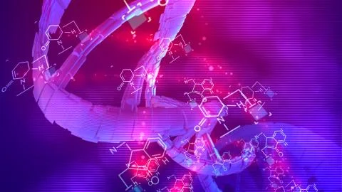 Splendid 3d illustration of a coil looking DNA rotating around its axis in th Stock Illustration