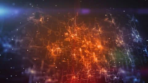 Splendid 3d illustration of a cyberspace cpu shining brightly in the golden a Illustrazione stock