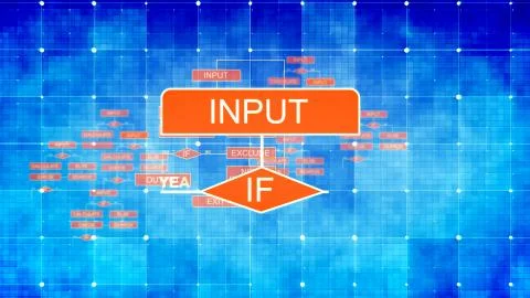 A splendid 3d illustration of electronic algorithms on several bright blue su Ilustración de archivo