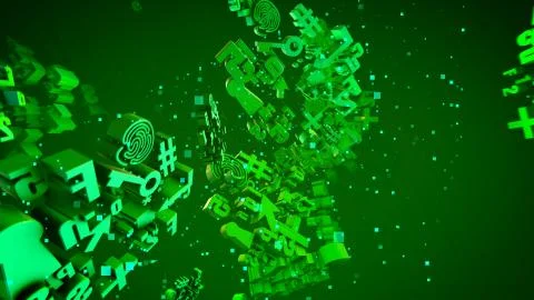 Splendid 3d illustration of rotating light green computer signs such as arrow Stock Illustration