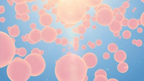 Splendid  3d rendering of big and different size pink spheres flying and revo Stock Illustration