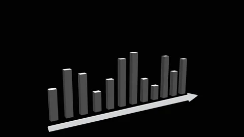 A splendid 3d rendering of symmetrical bar graph with black and white columns Stock Footage 166270093