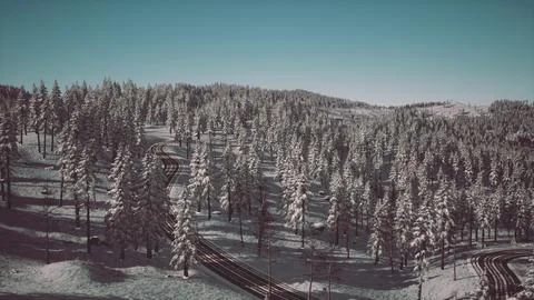 Splendid Alpine scenery in winter Stock Illustration