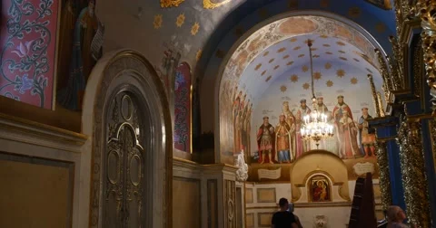 Splendid Arc, Colums, Andceiling Murals and Paintings, Depicting the Life of Stock Footage 52826866