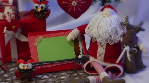 Splendid Composition From Red Santa Claus With White Beard, a Festive Frame, Stock Footage 72874837