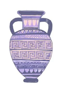 Splendid greek amphora featuring drummers on postage stamp Illustration