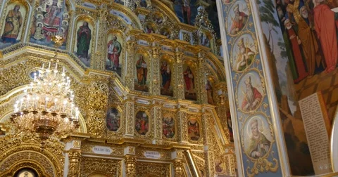 Splendid Iconostasis, Which is Somewhere 5 Metres High, in an Old and Arty Stock Footage 52822759