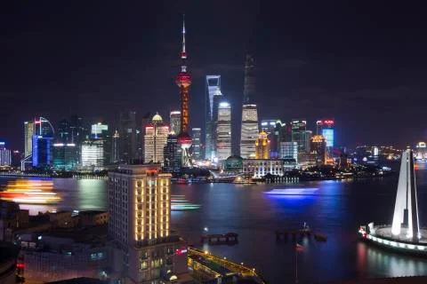 Splendid night view of Shanghai Stock Photos