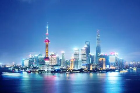 Splendid night view of Shanghai Stock Photos