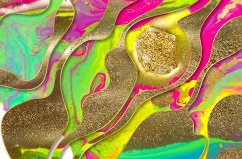 Splendid old spots and wavy line on flow vivid paints abstract background Stock Illustration