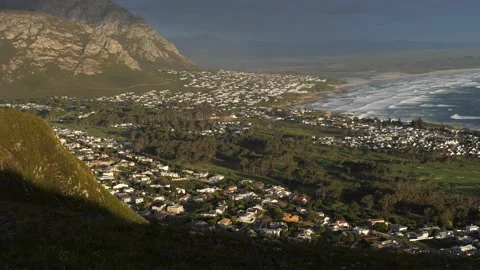 Splendid view of Hermanus and Klein River Lagoon Stock Footage 143912039