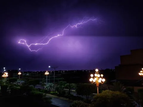 Splendid view of lightning after the storm Stock Photos