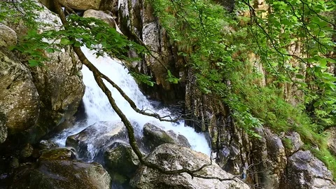 Splendid waterfall in wild canyon Stock Footage 74102135