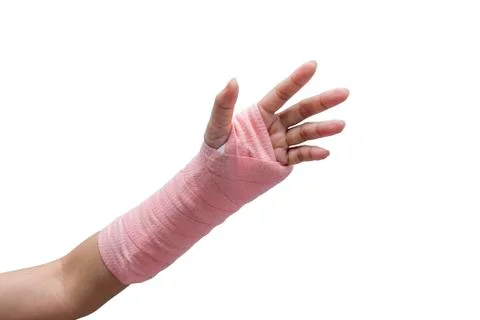 Splint,broken bone,broken hand isolate on white background Stock Photos