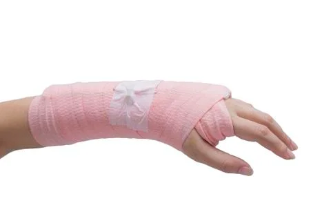 Splint,broken bone,broken hand isolate on white background Stock Photos