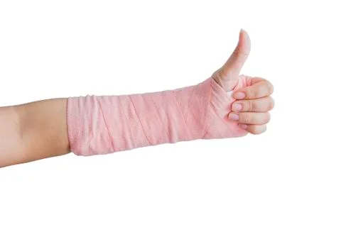 Splint,broken bone,broken hand isolate on white background Stock Photos