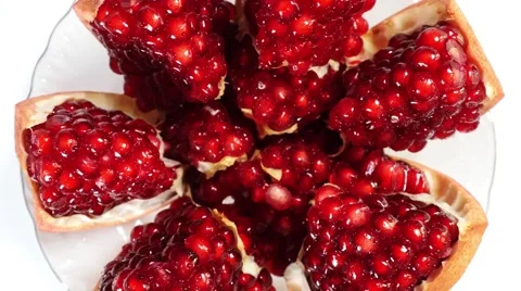 Splintered rotating fresh pomegranate Stock Footage 68771333