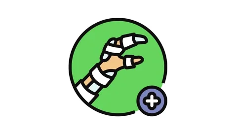 Splinting limb first aid color icon animation Stock Footage 326116525