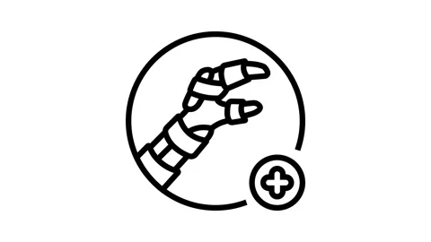 Splinting limb first aid line icon animation Stock Footage 326123845