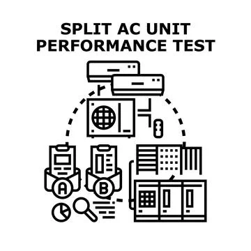 Split ac unit performance testing and analysis illustration Stock Illustration